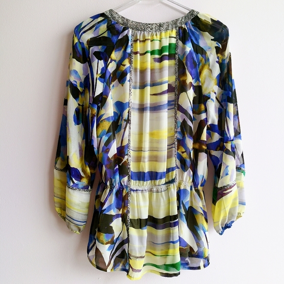 CALVIN KLEIN Multicolor Peasant Blouse - Picture 5 of 9